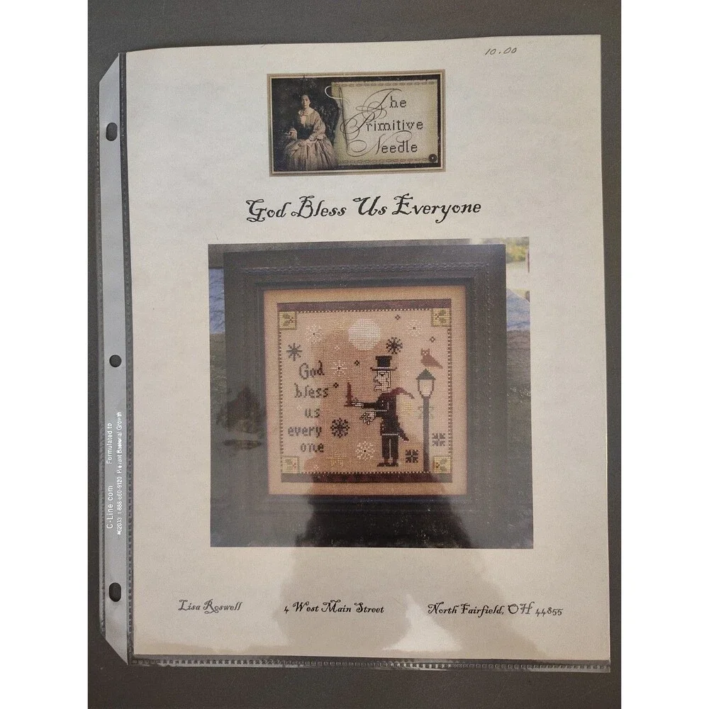 The Primitive Needle God Bless Us Everyone Cross Stitch Pattern Lisa Roswell OOP